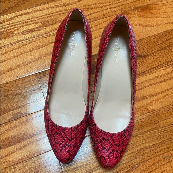 Cole Haan Red Faux Snakeskin 3” Heels / Pumps - Picture 3 of 9